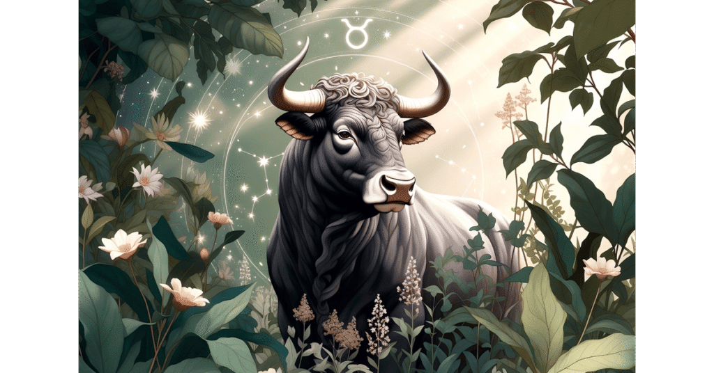 A serene, luxurious astrology-themed illustration representing the zodiac sign Taurus | www.astroha.com